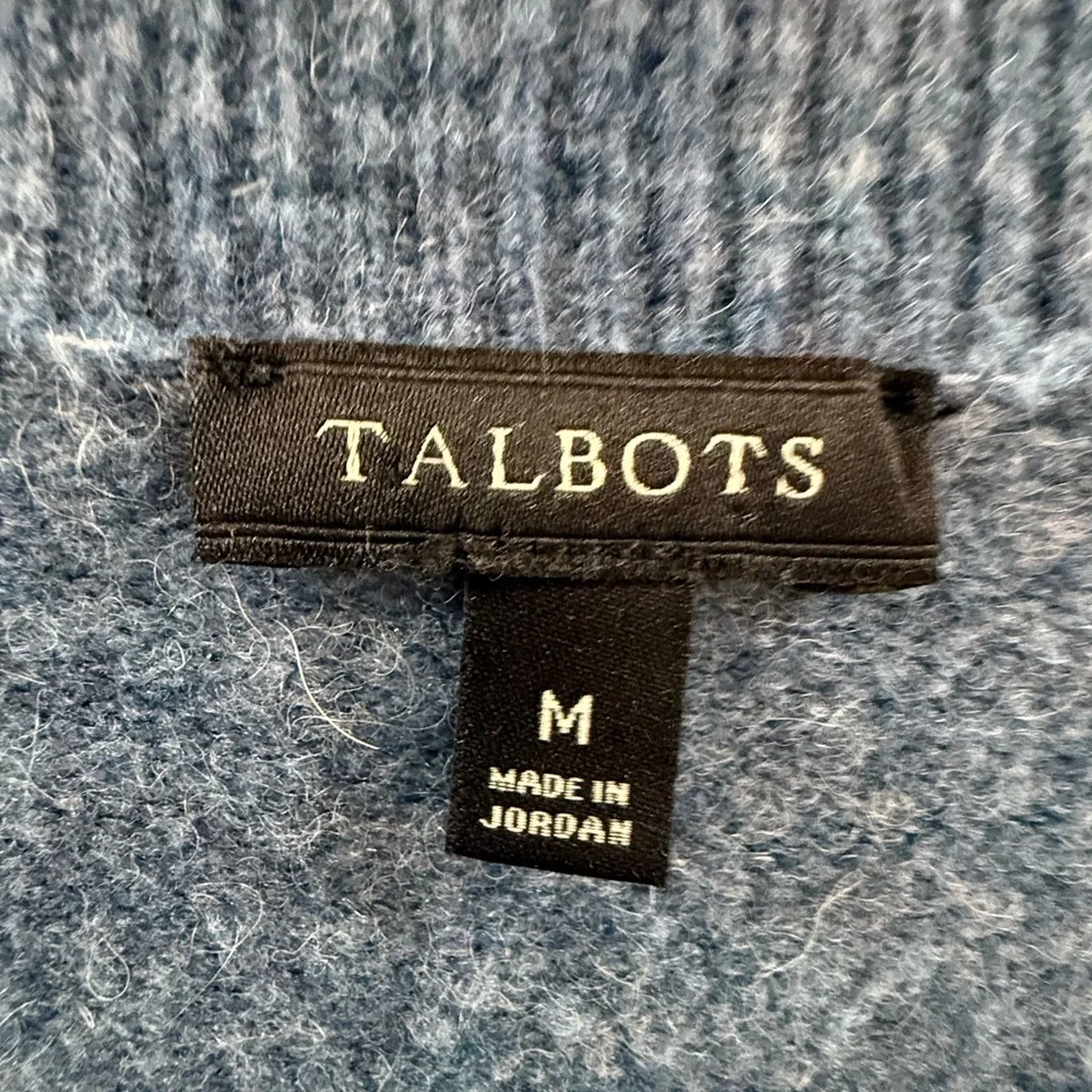 Talbots Blue Long Open Front Cardigan Sweater Wool Alpaca Blend Size M